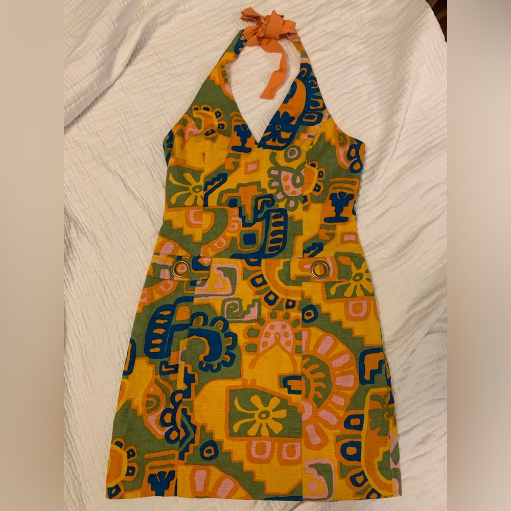 Retro Beth Bowley shift halter dress. Size 2